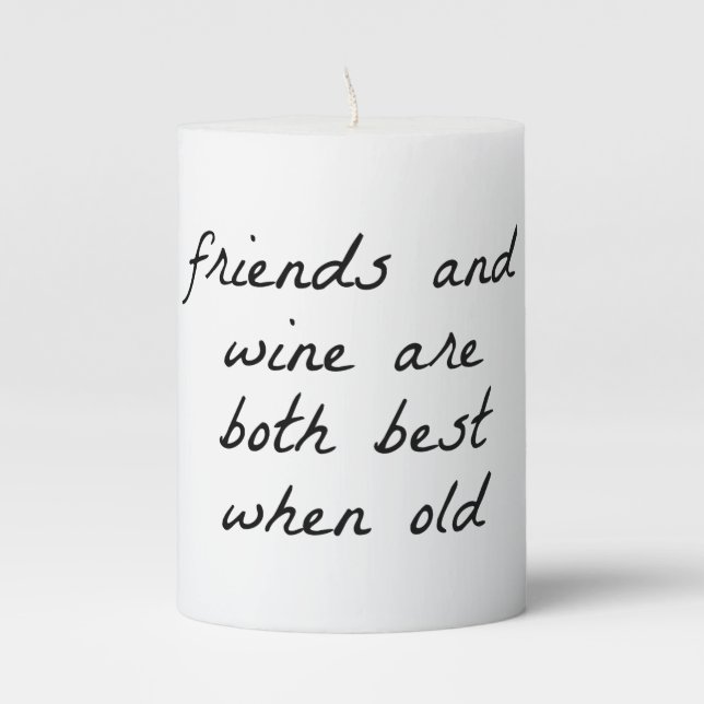 Friends And Wine Pillar Candle (Front)