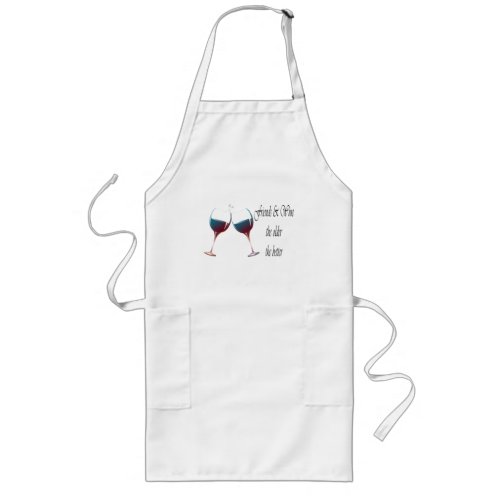 Friends and Wine the older the better art gifts Long Apron