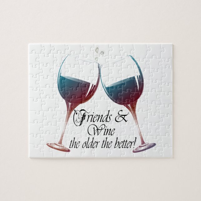 Friends and Wine the older the better Wine art Jigsaw Puzzle (Horizontal)