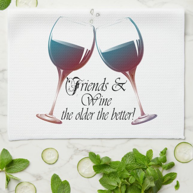 Friends and Wine, the older the better, Wine Gifts Towel (Folded)