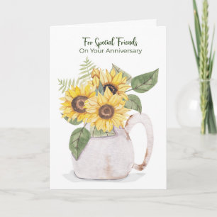 Friends Anniversary Sunflowers Pitcher Warm Love Card