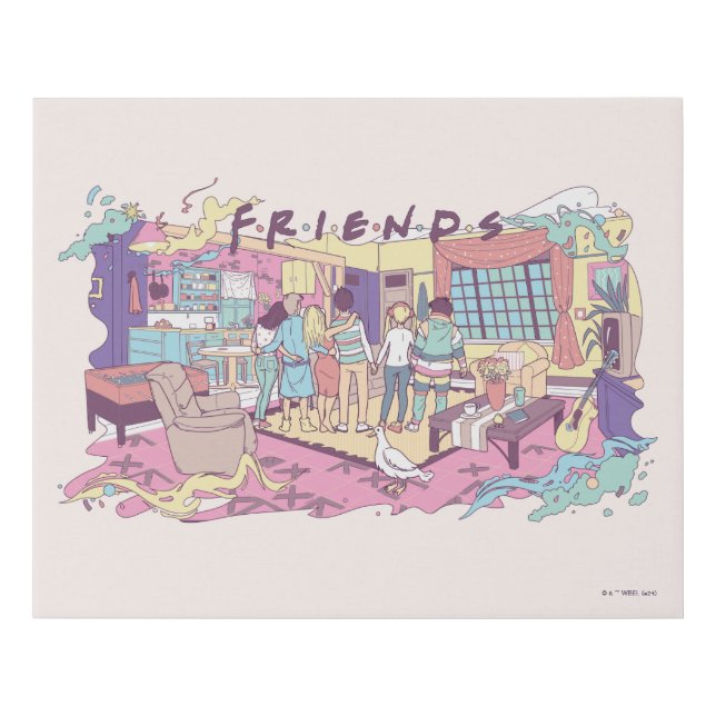 FRIENDS™ | Apartment Cartoon Faux Canvas Print (Front)