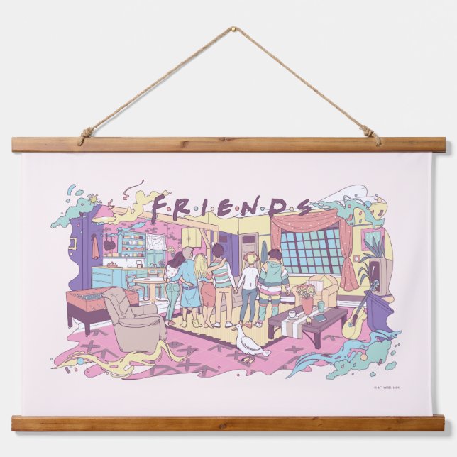 FRIENDS™ | Apartment Cartoon Hanging Tapestry (Front)