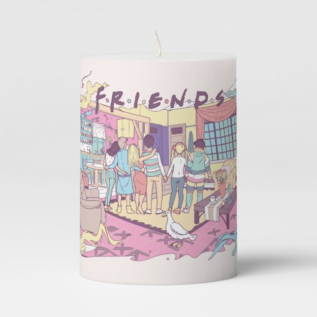 FRIENDS™ | Apartment Cartoon Pillar Candle (Front)