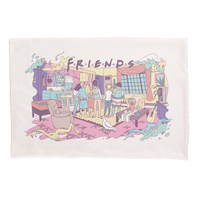 FRIENDS™ | Apartment Cartoon Pillow Case (Front)