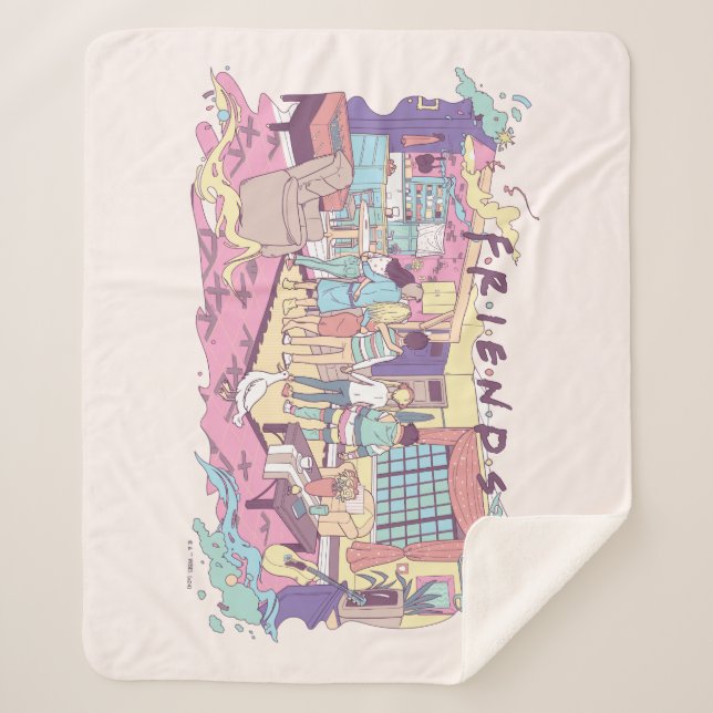 FRIENDS™ | Apartment Cartoon Sherpa Blanket (Front)