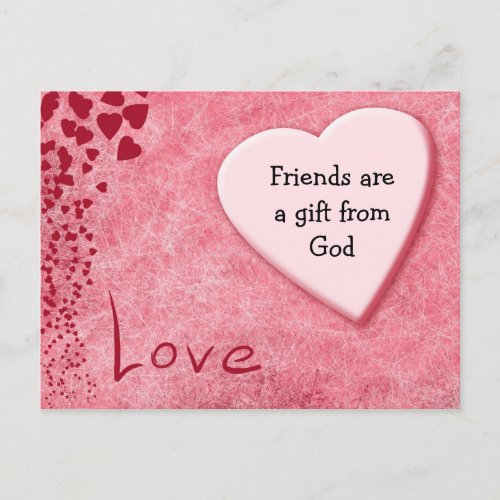 Friends are a Gift From God Hearts Postcard
