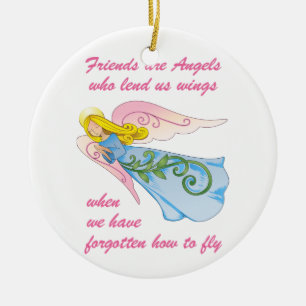 Friends are Angels Ceramic Ornament
