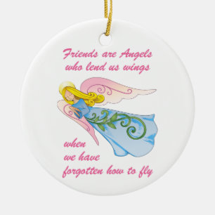 Friends are Angels Ceramic Ornament