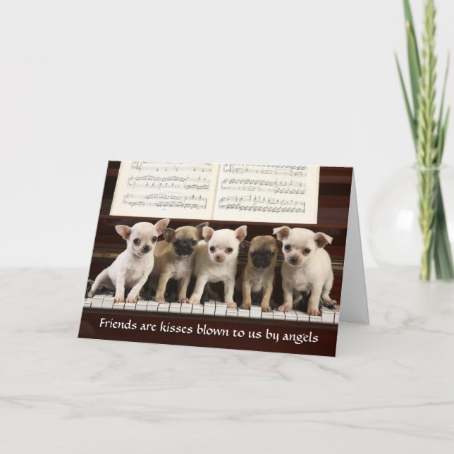 Friends Are Angels Chihuahua Puppy Greeting Card (Front)