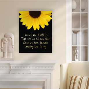 Friends Are Angels Inspiring Quote Sunflower Real Foil Prints