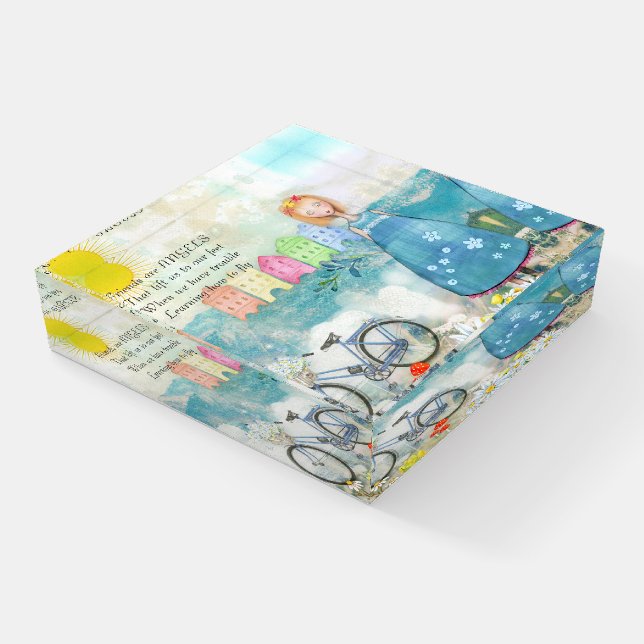 Friends Are Angels Quote/Whimsical Art Paperweight (Angled)