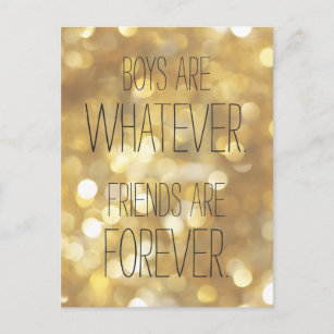 Friends are Forever Gold Sparkles Friendship Quote Postcard
