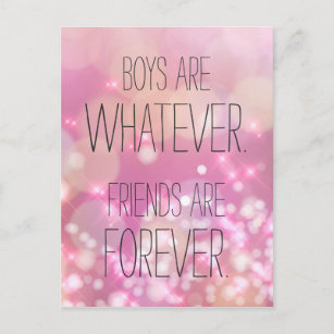 Friends are Forever Pink Sparkles Friendship Quote Postcard