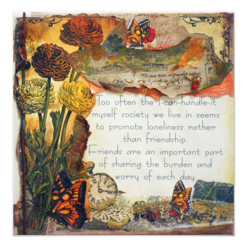 Friends Are Important Mixed Media Collage Photo Print