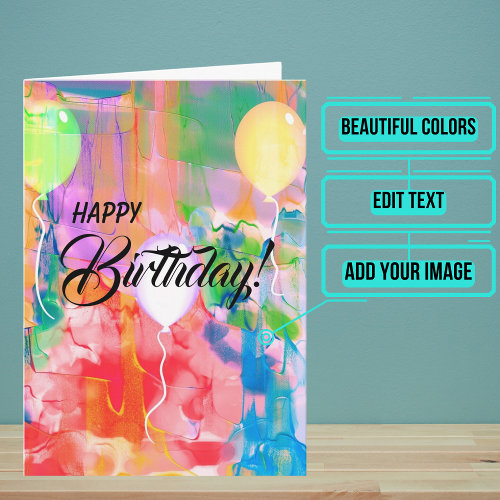 Friends are Like Balloons Watercolor Birthday Card