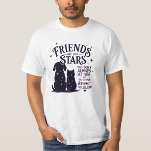 Friends Are Like Stars Cat & Dog Inspirational T-Shirt