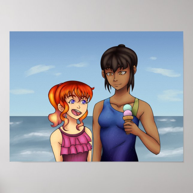 Friends at the Beach Poster (Front)
