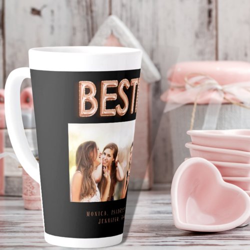 Friends besties black photo rose gold latte mug