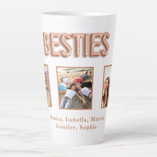 Friends besties photo names rose gold latte mug