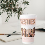 Friends besties photo rose gold pink BFF Latte Mug<br><div class="desc">A chic feminine rose gold,  blush pink background. Personalize and add your own photo,  selfie of your best friend(s) your names and place of event.  Rose gold balloon style font and the word: Besties. Perfect as a gift for yourself or as a birthday or Christmas gift for your friends.</div>