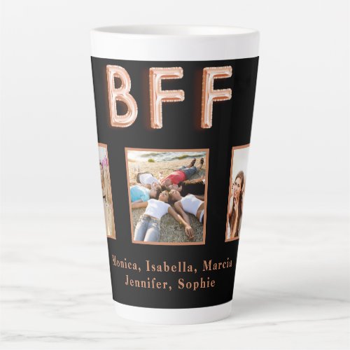 Friends BFF black rose gold names photo Latte Mug