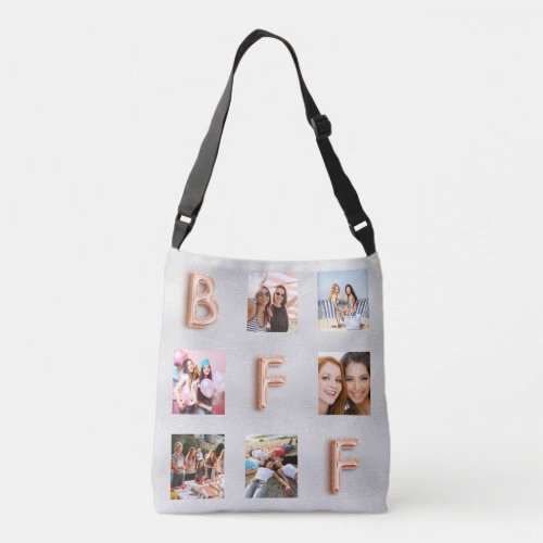 Friends BFF silver rose gold photo collage Crossbody Bag