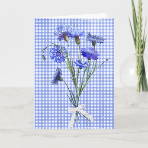 Friends Birthday Blue Cornflower Bouquet   Card