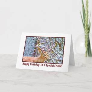 Friend's Birthday Card with Deer and Crab Apples