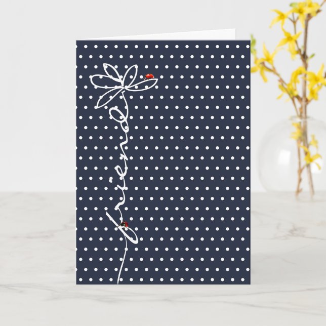 friend's birthday daisy and ladybugs card (Yellow Flower)