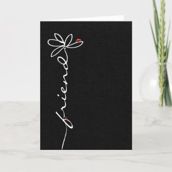 Friend's Birthday Daisy And Ladybugs On Black Card by dryfhout at Zazzle
