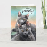 Friends Birthday Gray Cats for the Cat Lover Card<br><div class="desc">If you have a BFF or good friend who is a cat lover,  send this sweet birthday card featuring two gray kitties who are definitely buddies.</div>
