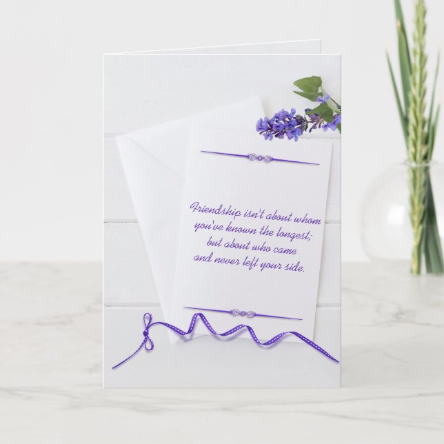 friend's birthday on white stationery with ribbon card (Front)