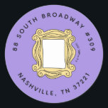 FRIENDS™ | Birthday Peephole Frame Address Classic Round Sticker<br><div class="desc">Commemorate your bridal shower with this charming FRIENDS™-themed guest notebook, featuring the iconic Central Perk logo. This customizable notebook allows your guests to leave heartfelt messages and well-wishes, creating a cherished keepsake from your special day. Perfect for fans of the beloved TV show, it adds a touch of nostalgia to...</div>