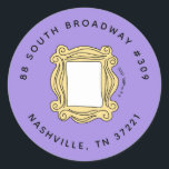FRIENDS™ | Birthday Peephole Frame Address Classic Round Sticker<br><div class="desc">Commemorate your bridal shower with this charming FRIENDS™-themed guest notebook, featuring the iconic Central Perk logo. This customizable notebook allows your guests to leave heartfelt messages and well-wishes, creating a cherished keepsake from your special day. Perfect for fans of the beloved TV show, it adds a touch of nostalgia to...</div>