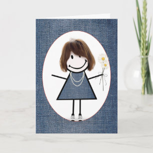 Friend's Birthday Stick Figure Girl Card