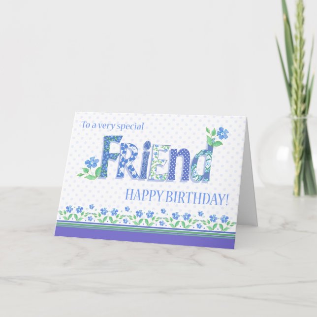 Friend's Birthday with Periwinkle Flowers Card (Front)