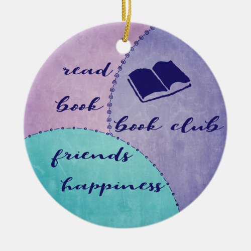 Friends Books Reading Book Club Modern Ceramic Ornament
