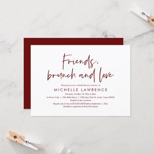 Friends Brunch and Love Casual Bridal Shower Inv Invitation
