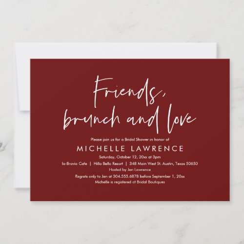 Friends Brunch and Love Casual Bridal Shower  Invitation