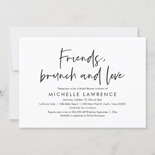 Friends Brunch and Love Casual Bridal Shower Invitation
