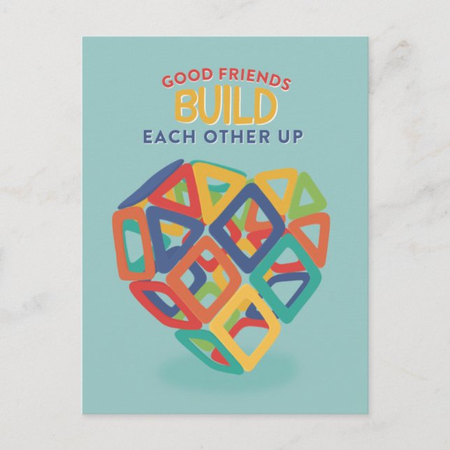 Friends Build Each Other Up Magnet tile heart Post Postcard (Front)