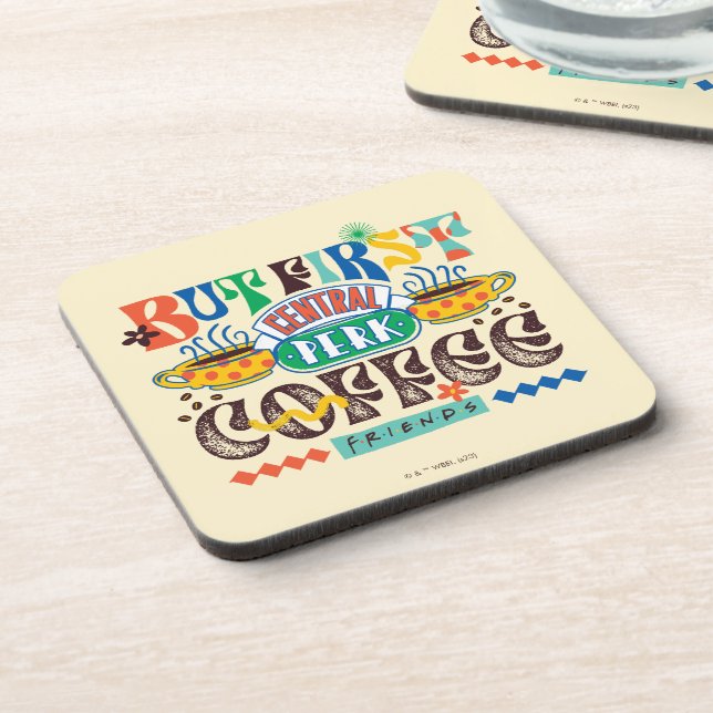FRIENDS™ | But First Coffee Vibrant Graphic Beverage Coaster (Left Side)
