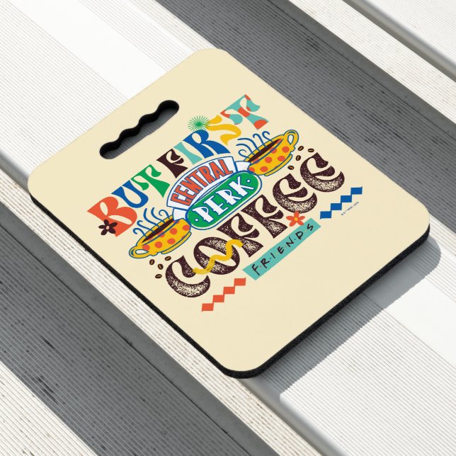 FRIENDS™ | But First Coffee Vibrant Graphic Seat Cushion (In Situ)