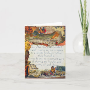 Friends Butterflies Flowers Mixed Media Collage Card