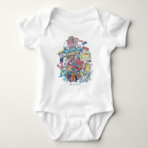 FRIENDS  Cartoon Collage Baby Bodysuit