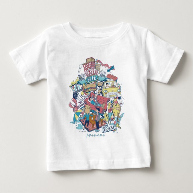 FRIENDS™ | Cartoon Collage Baby T-Shirt (Front)