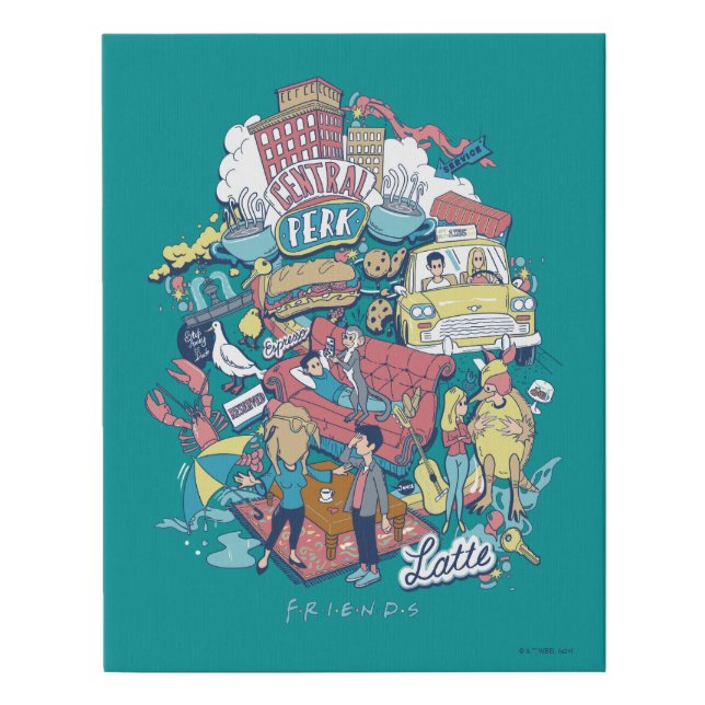 FRIENDS™ | Cartoon Collage Faux Canvas Print (Front)