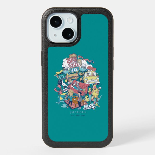 FRIENDS™ | Cartoon Collage iPhone 15 Case (Back)