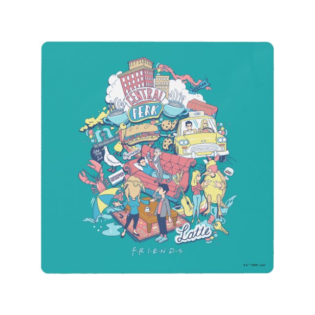 FRIENDS™ | Cartoon Collage Metal Print (Front)